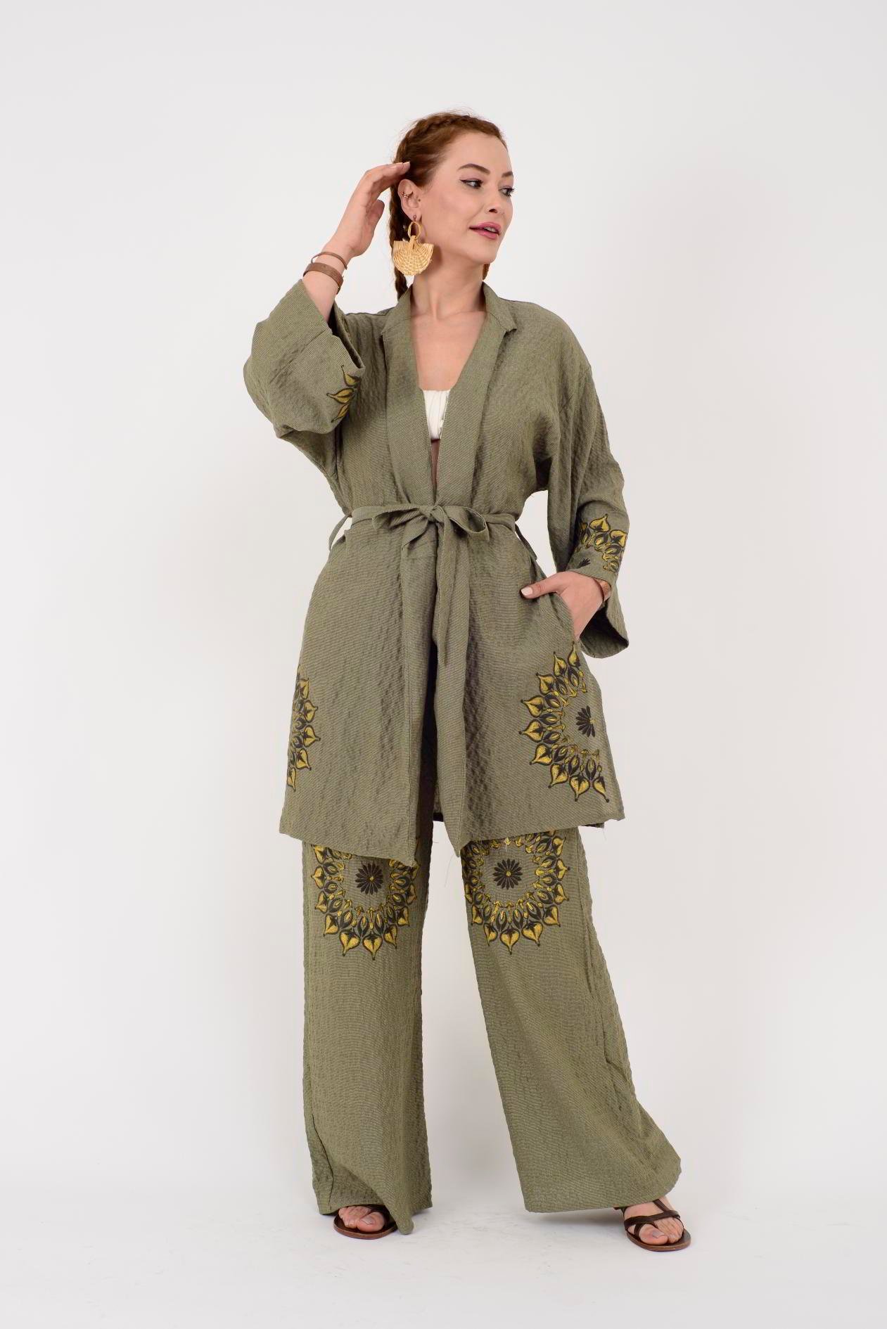 AN10624 MANDALA ÇİÇEK NAKIŞLI GOFRE BOHEM TAKIM