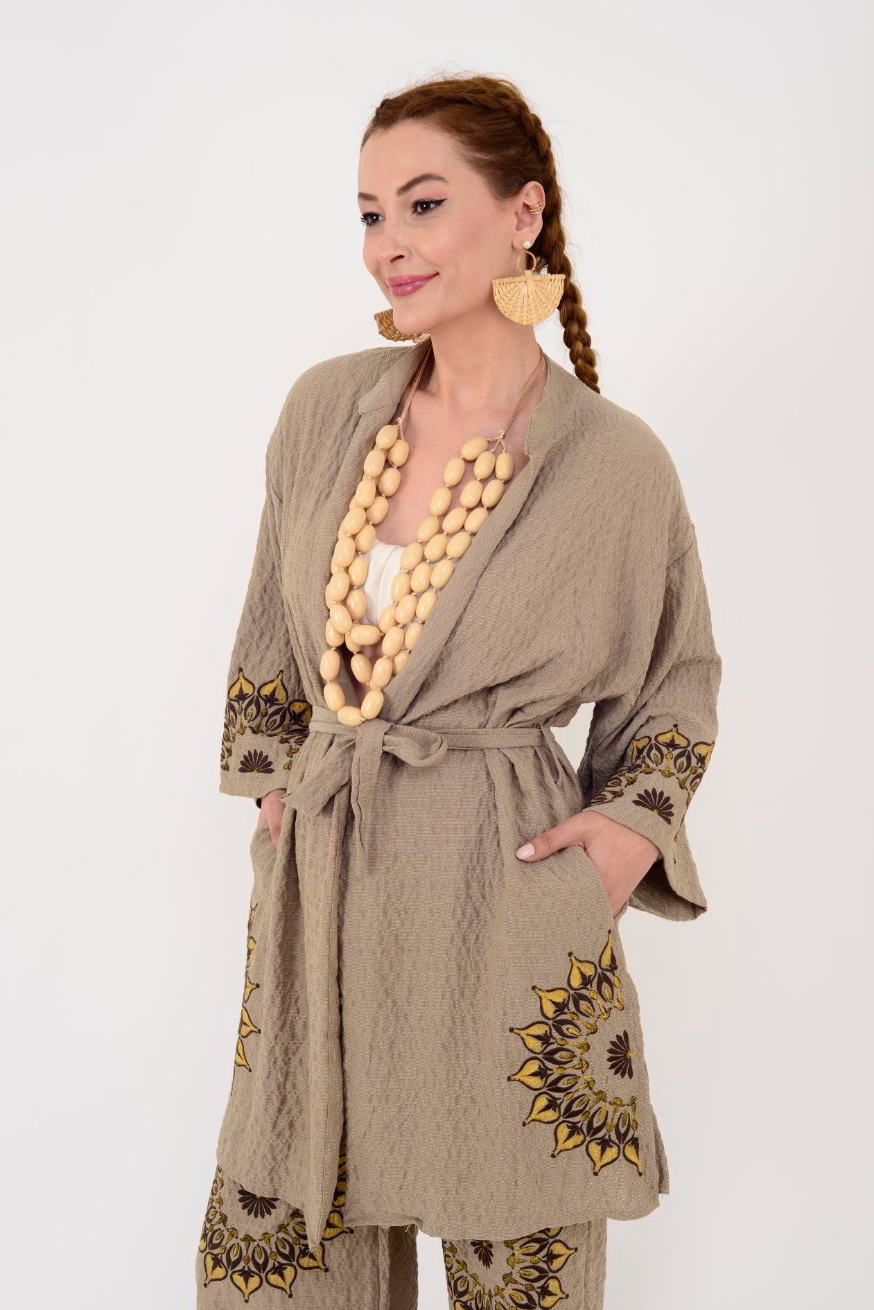 AN10624 MANDALA ÇİÇEK NAKIŞLI GOFRE BOHEM TAKIM