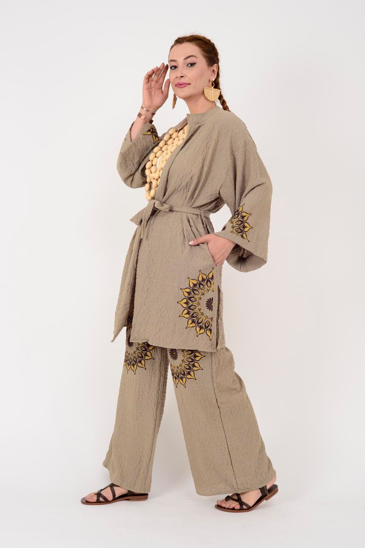 AN10624 MANDALA ÇİÇEK NAKIŞLI GOFRE BOHEM TAKIM