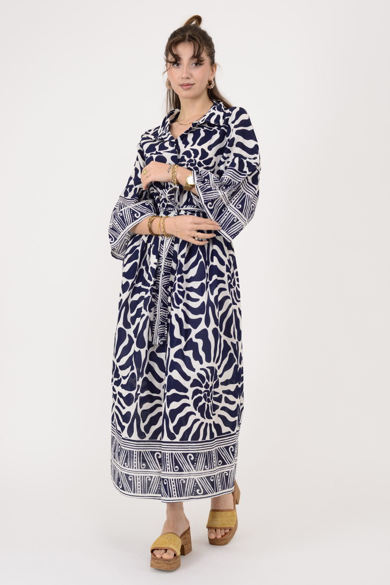 AN10645 MARIN KEMER DETAYLI GÖMLEK ELBİSE