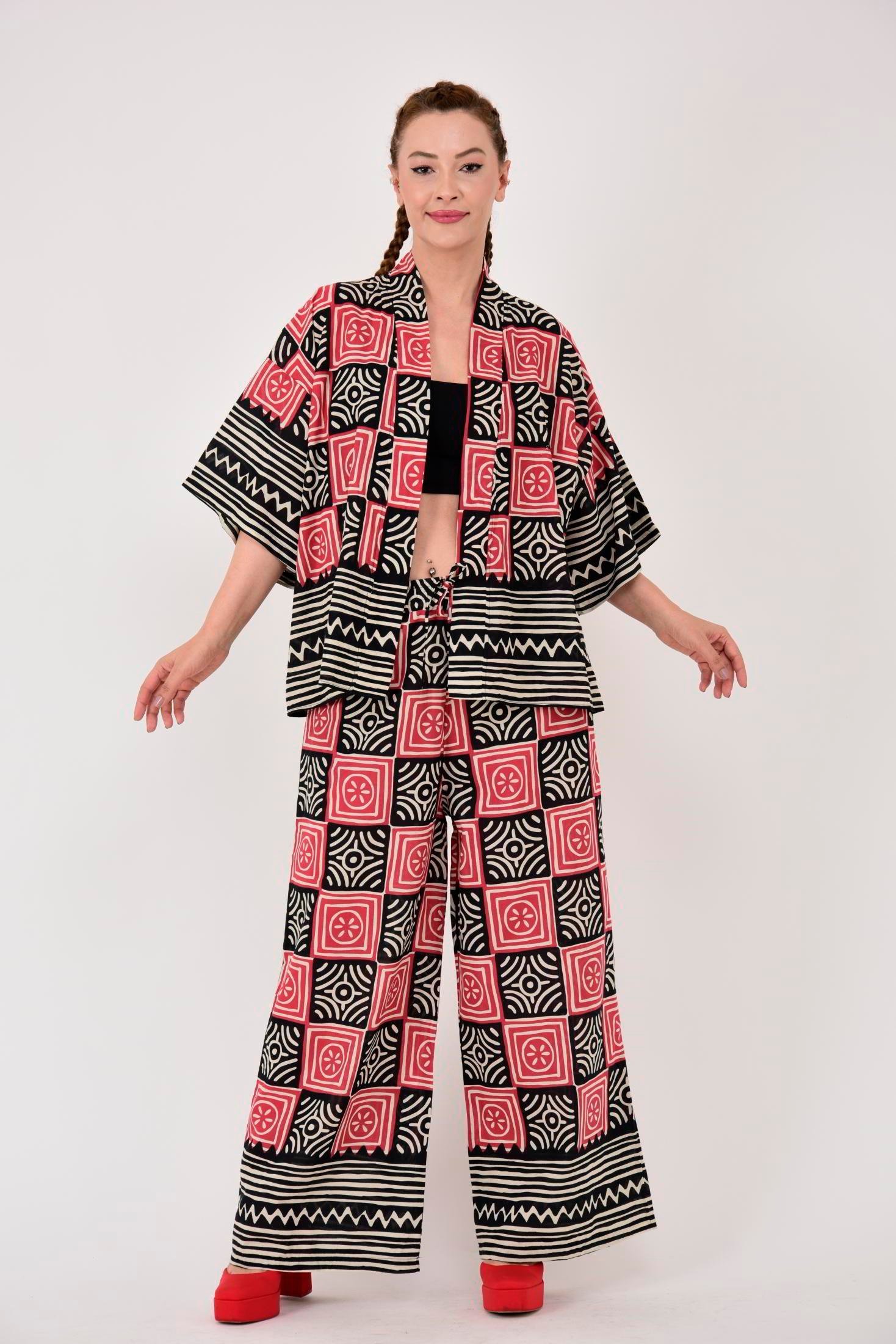 AN10667 MARIN GEOMETRİK DESEN 2'Lİ TAKIM