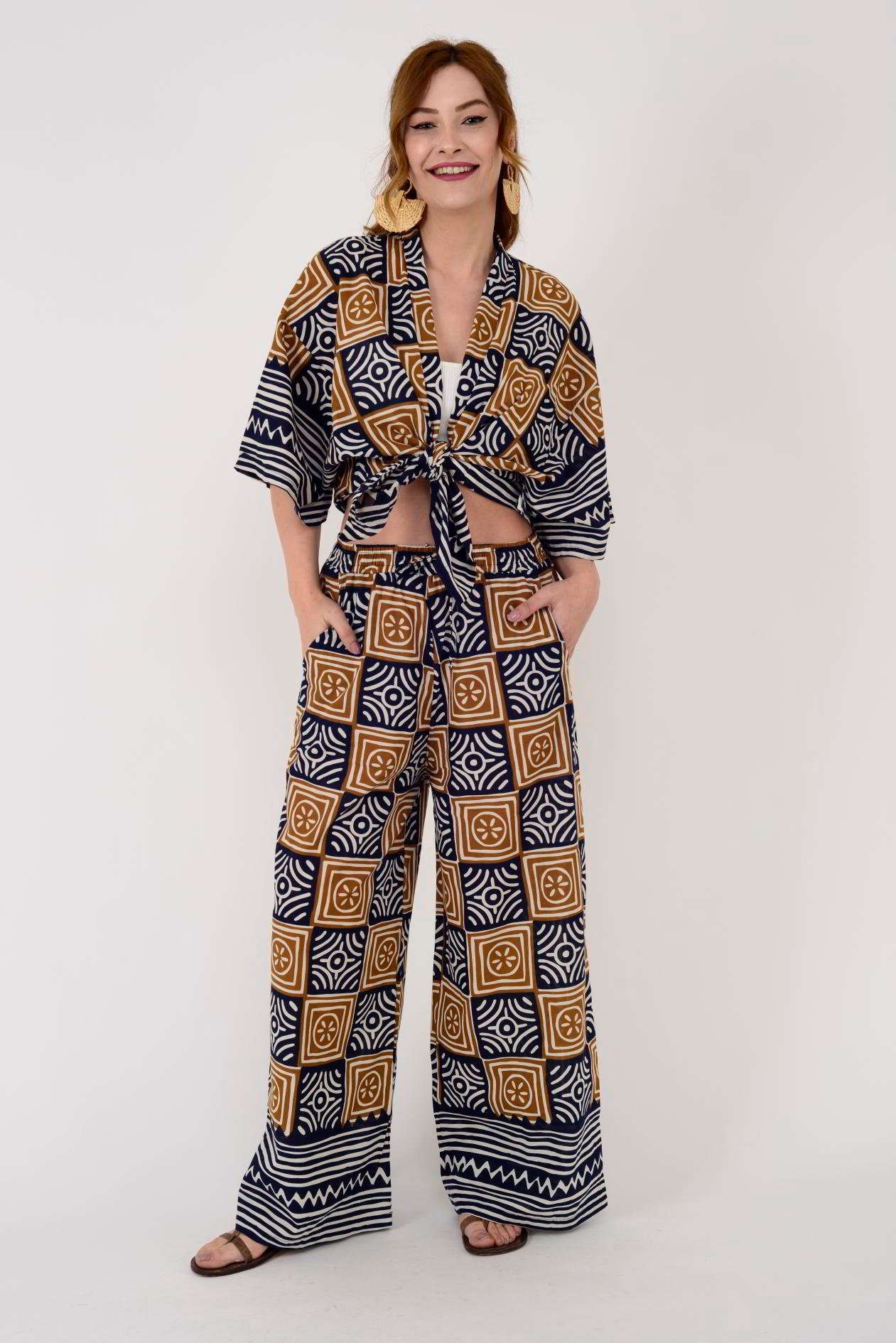 AN10667 MARIN GEOMETRİK DESEN 2'Lİ TAKIM