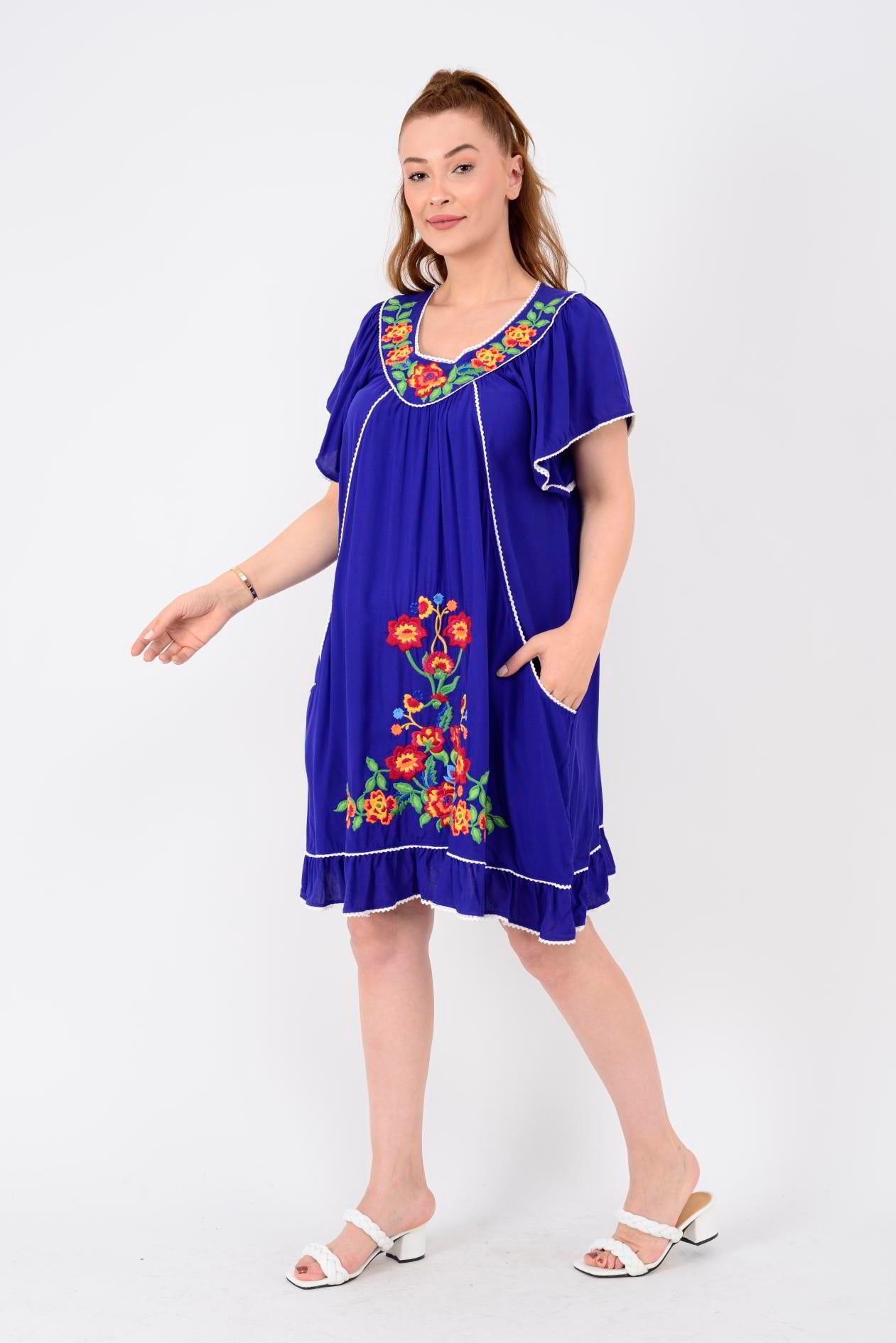AN10697 NAKIŞ İŞLEMELİ KISA ELBİSE