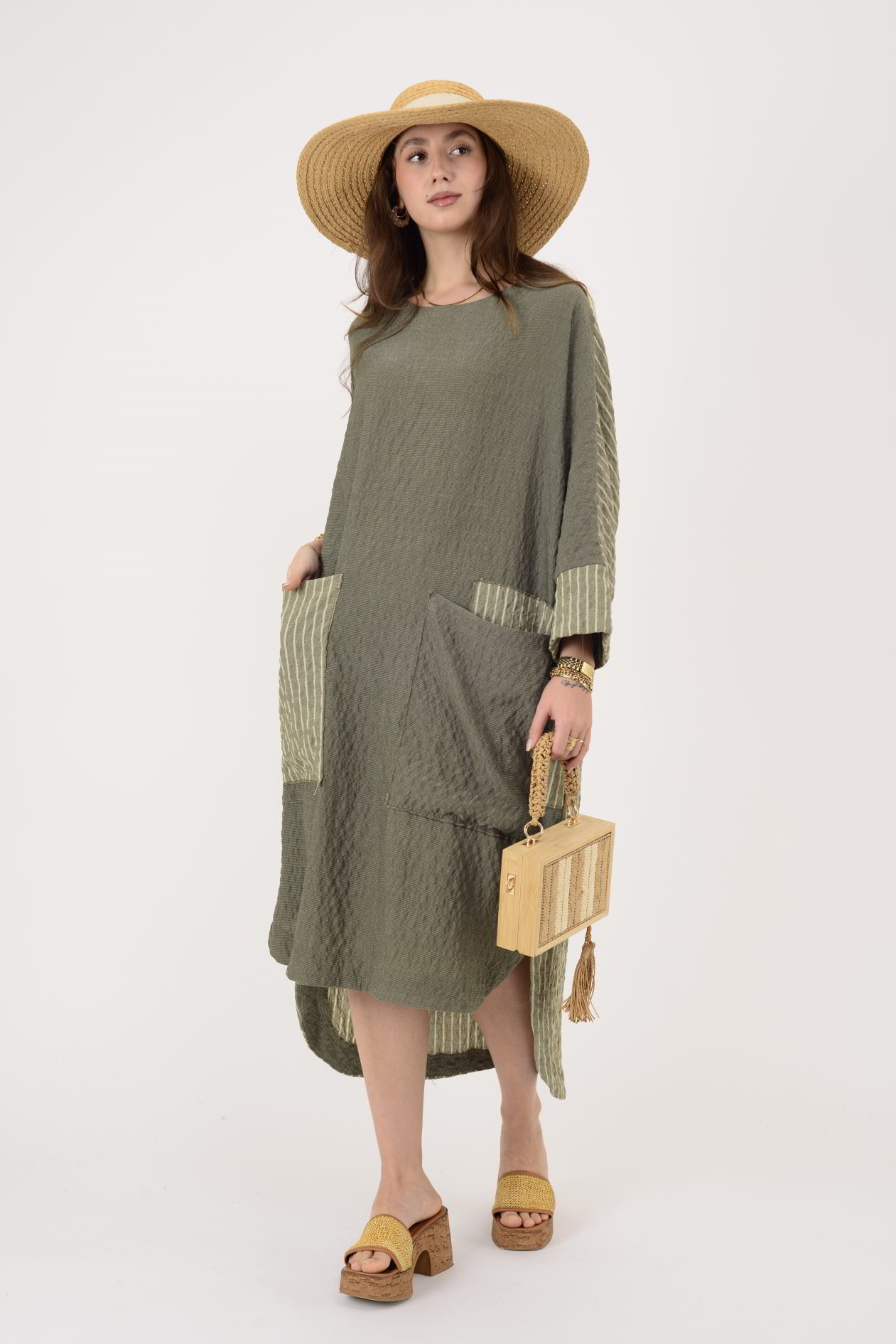 AN10745 BLUNT CEP DETAYLI GOFRE ELBİSE