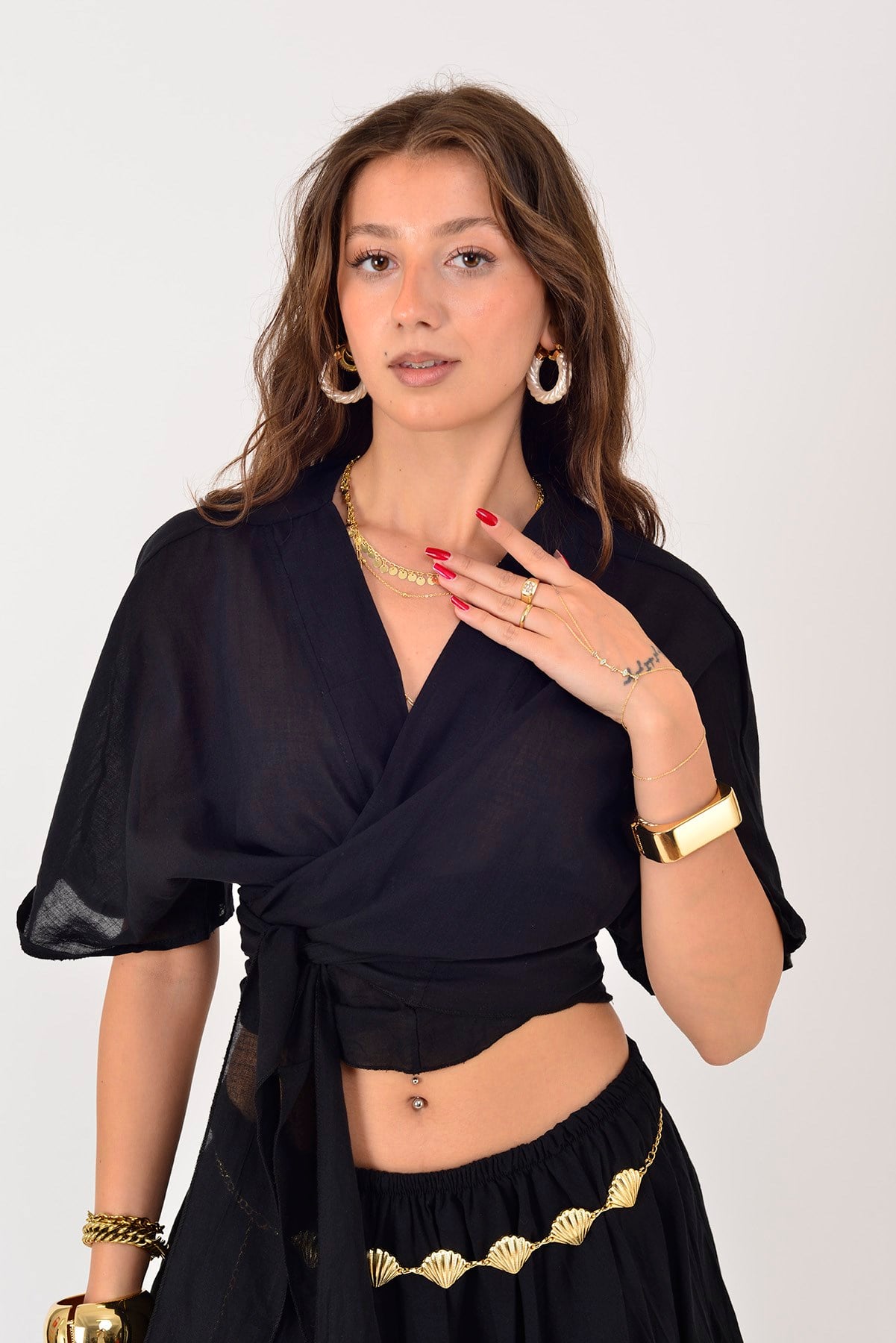 AN10746 STELLA BOLEROLU ASİMETRİK HAM BOHEM TAKIM