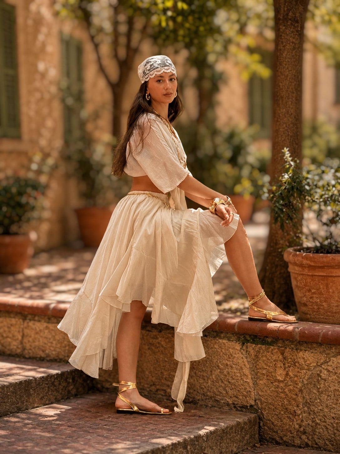 AN10746 STELLA BOLEROLU ASİMETRİK HAM BOHEM TAKIM