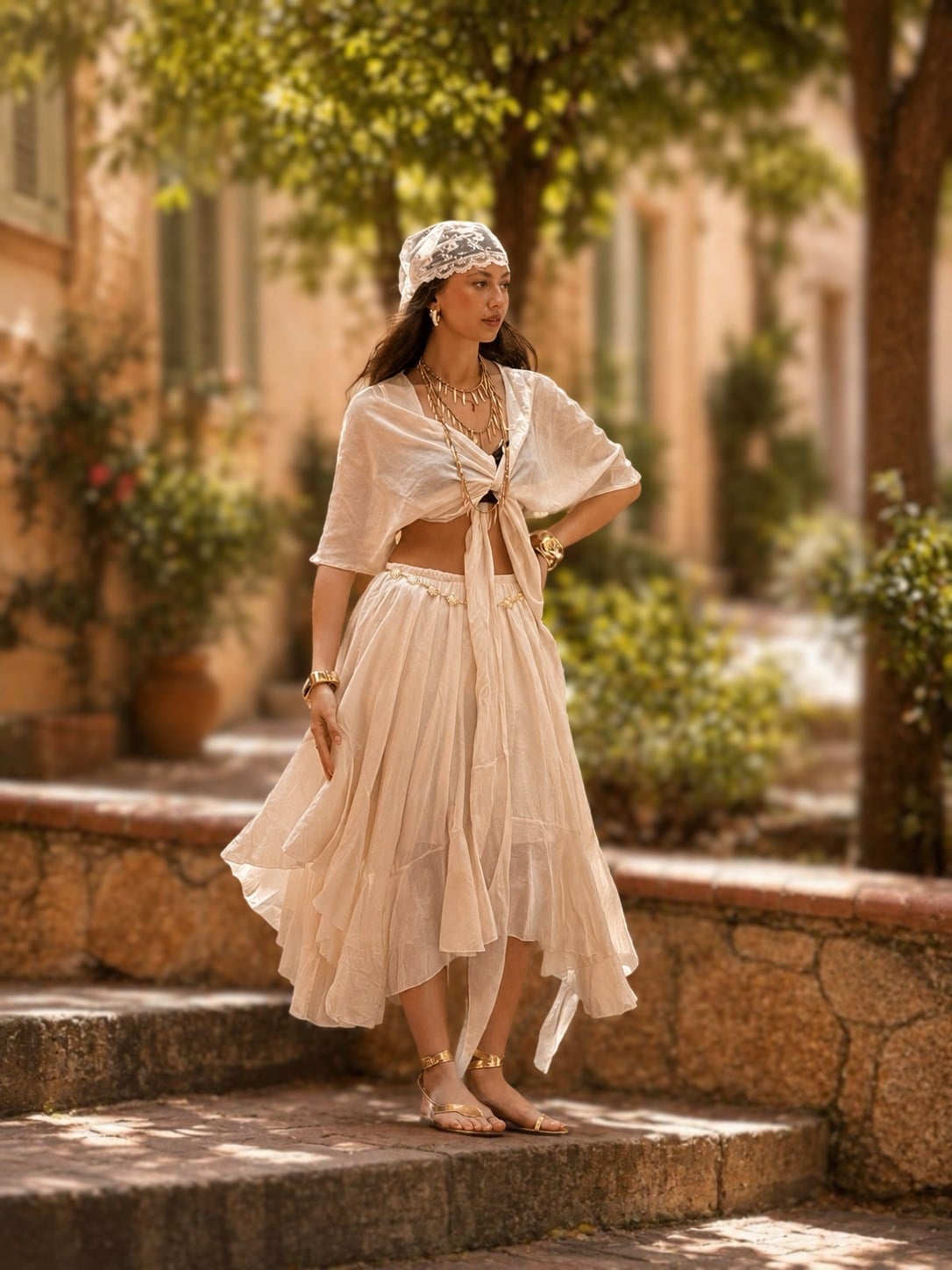 AN10746 STELLA BOLEROLU ASİMETRİK HAM BOHEM TAKIM