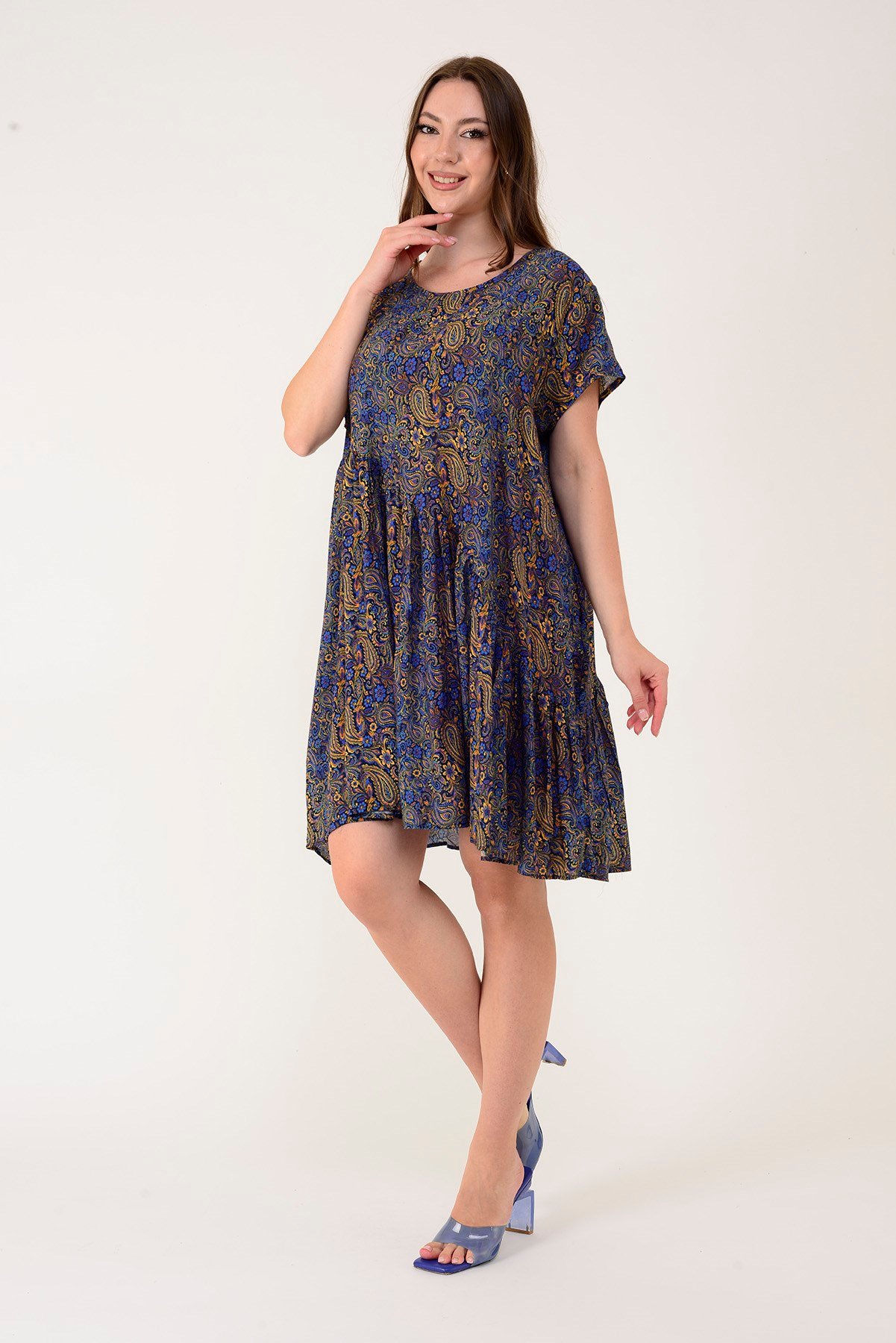 AN10768 ASİMETRİK DETAYLI KISA ELBİSE