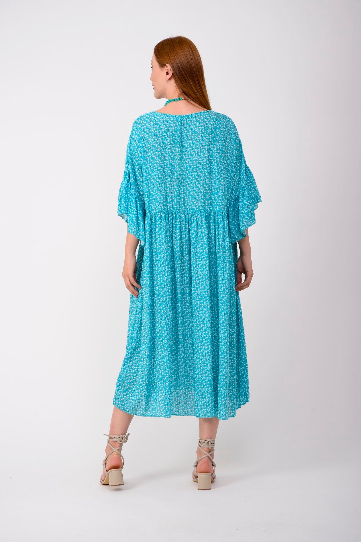 AN136 MİNİK ÇİÇEK DESENLİ ROBALI BOHO ELBİSE
