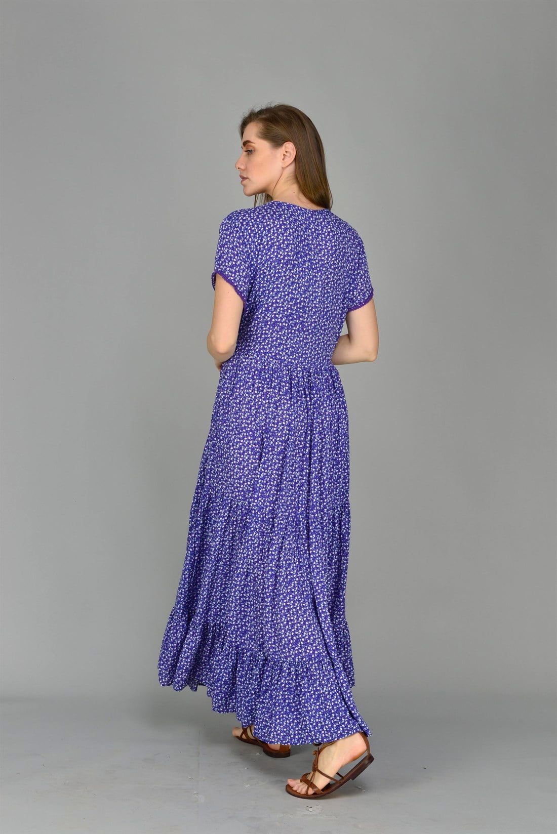 AN152-1 VOLANLI ÇITIR DESEN BOHO ELBİSE