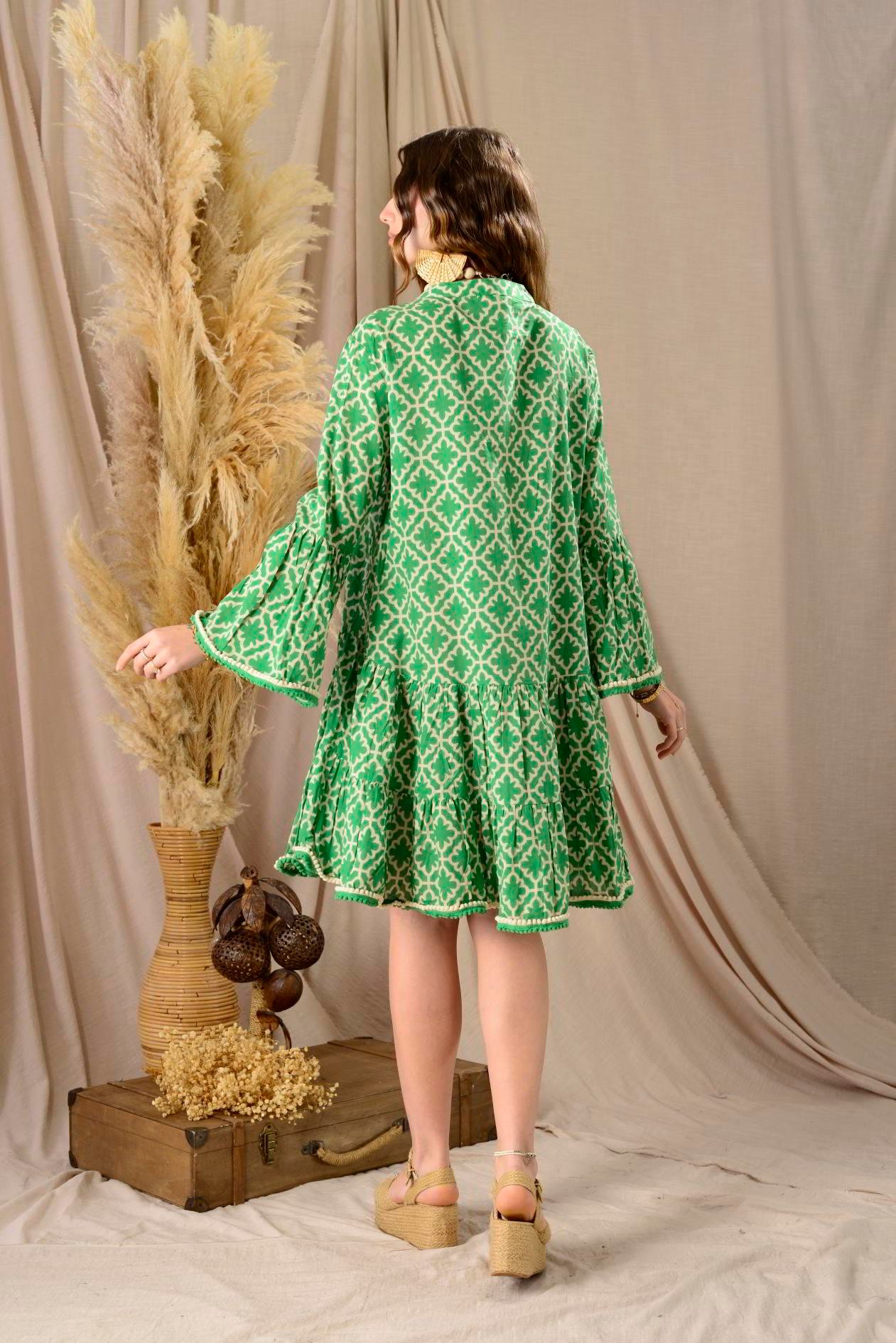 AN179 B2770 MARIN PONPON DETAYLI KISA ELBİSE