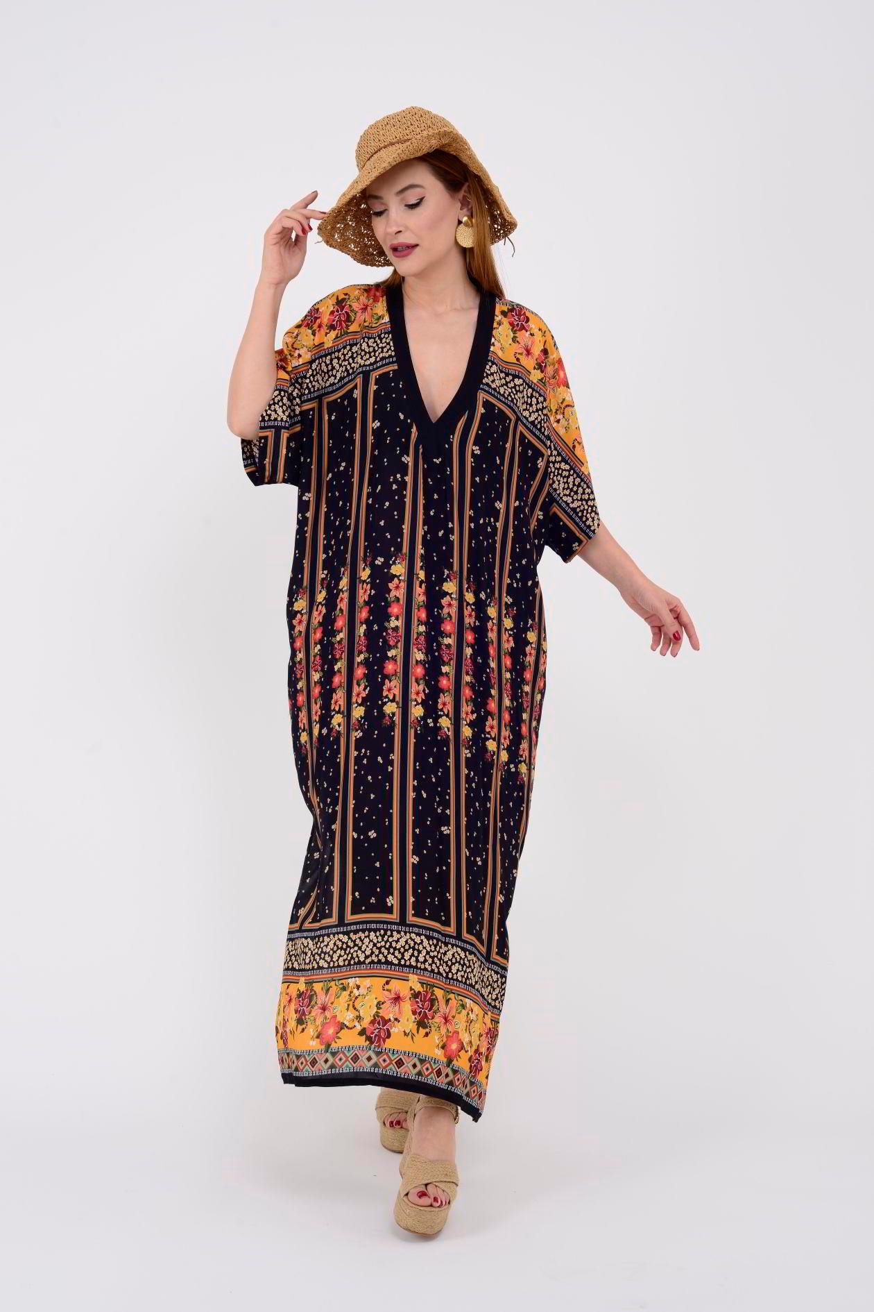 AN19005 22-2968 FLORA V YAKA CRAFT ELBİSE