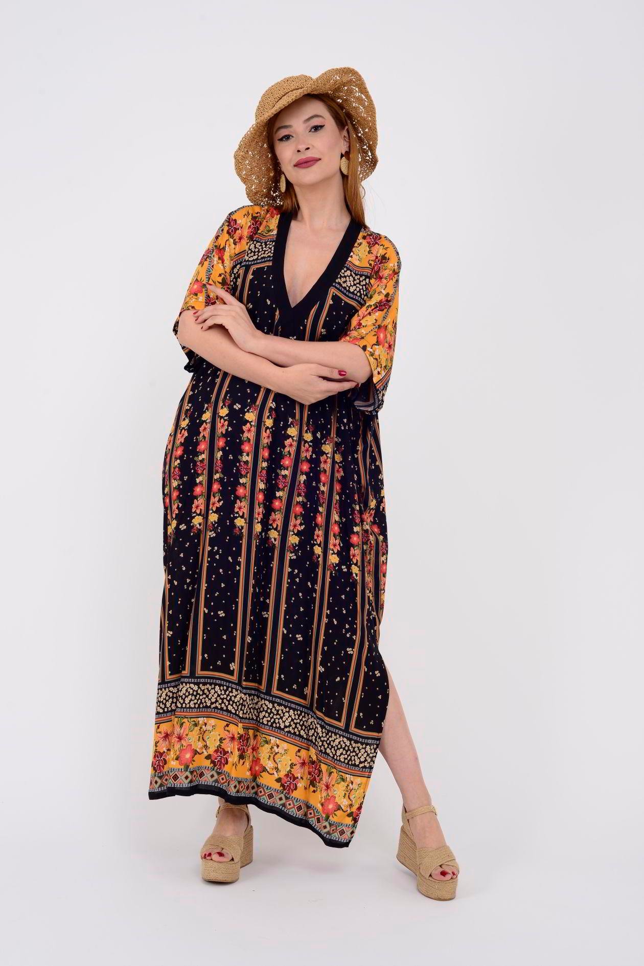 AN19005 22-2968 FLORA V YAKA CRAFT ELBİSE