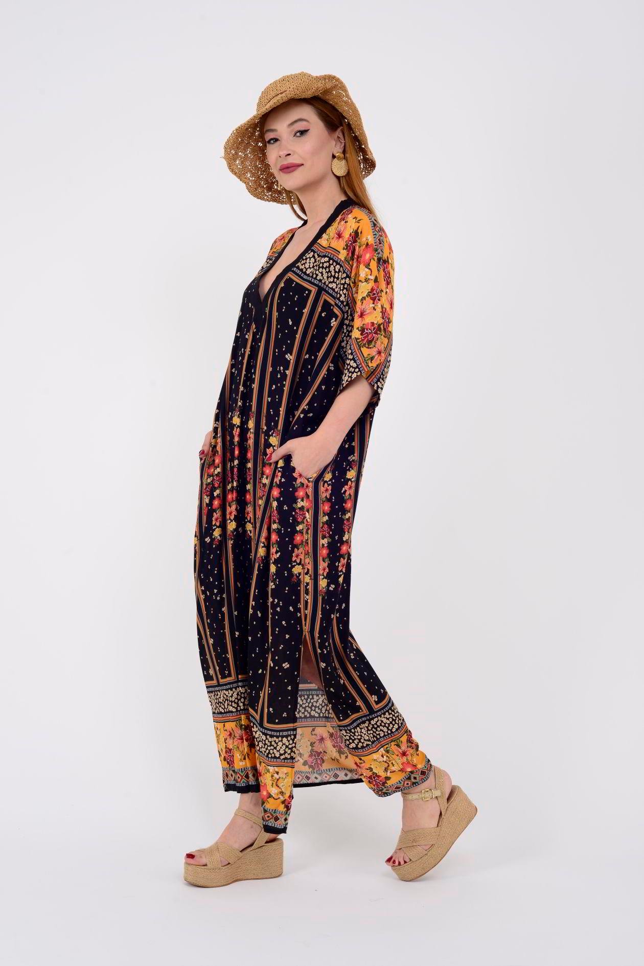 AN19005 22-2968 FLORA V YAKA CRAFT ELBİSE