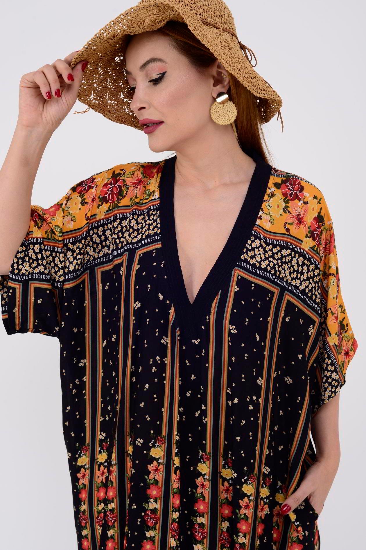 AN19005 22-2968 FLORA V YAKA CRAFT ELBİSE