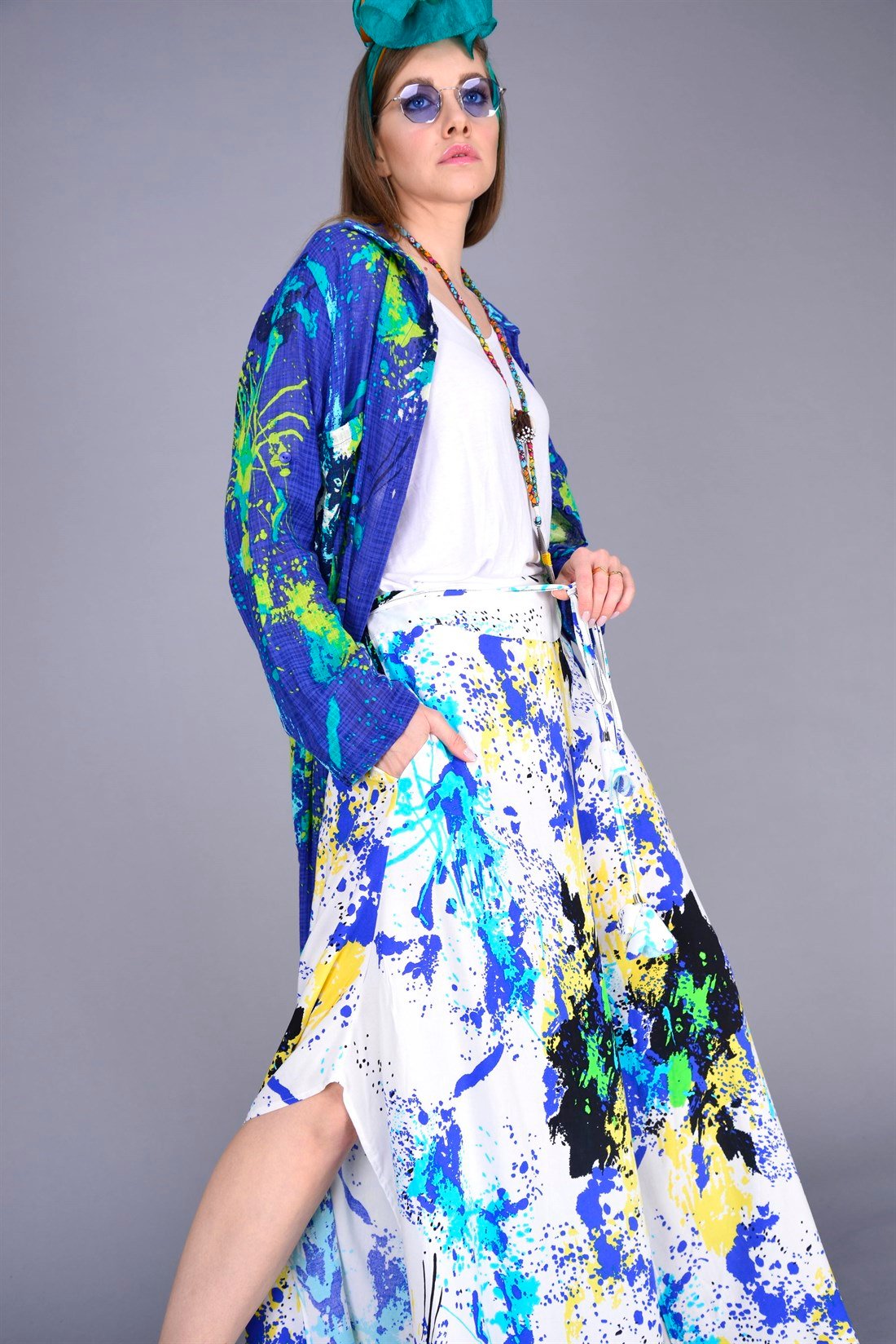 AN2086 SPLASH VİSKON PANTOLON