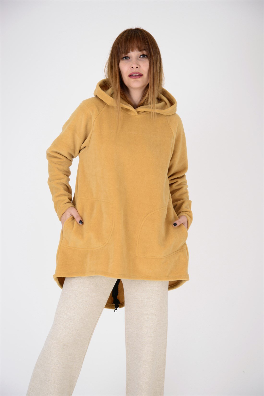 AN2115 FERMUAR DETAYLI KAPÜŞONLU POLAR SWEAT