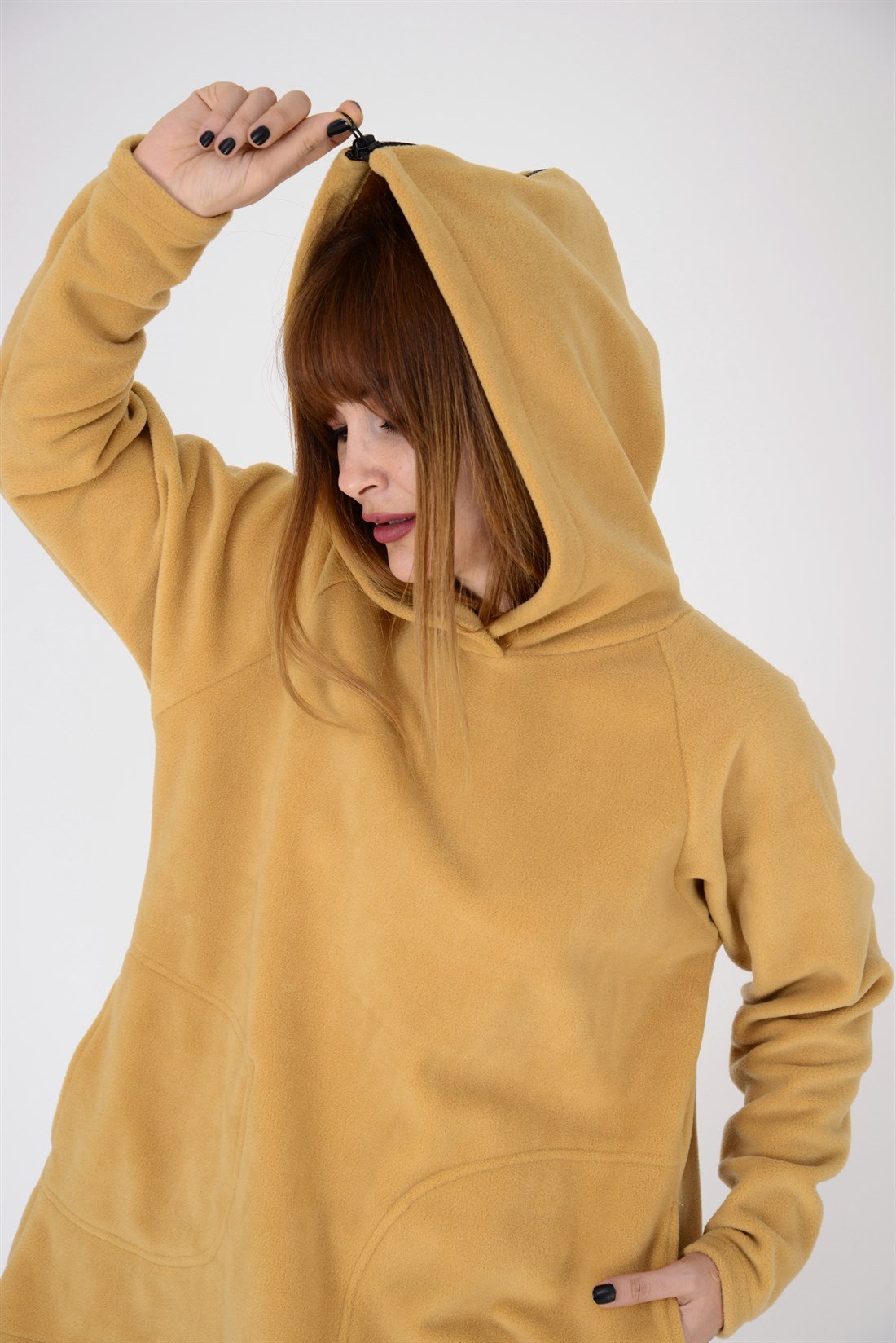 AN2115 FERMUAR DETAYLI KAPÜŞONLU POLAR SWEAT