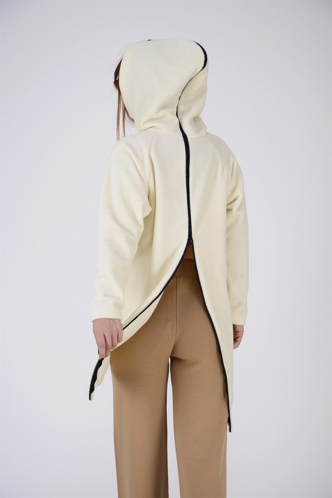 AN2115 FERMUAR DETAYLI KAPÜŞONLU POLAR SWEAT