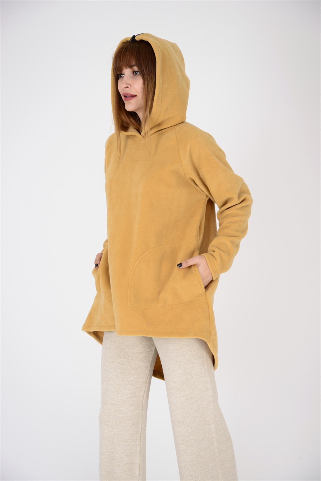 AN2115 FERMUAR DETAYLI KAPÜŞONLU POLAR SWEAT