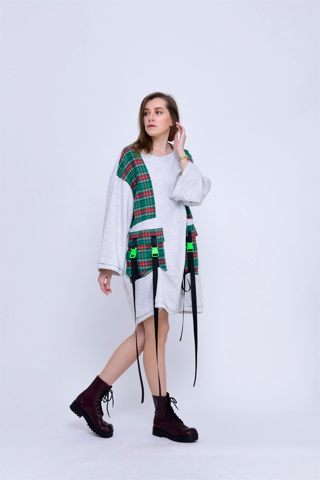 AN2126 EKOSELİ CEP DETAYLI SWEAT ELBİSE