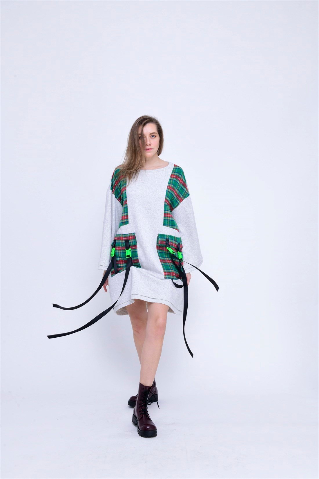 AN2126 EKOSELİ CEP DETAYLI SWEAT ELBİSE