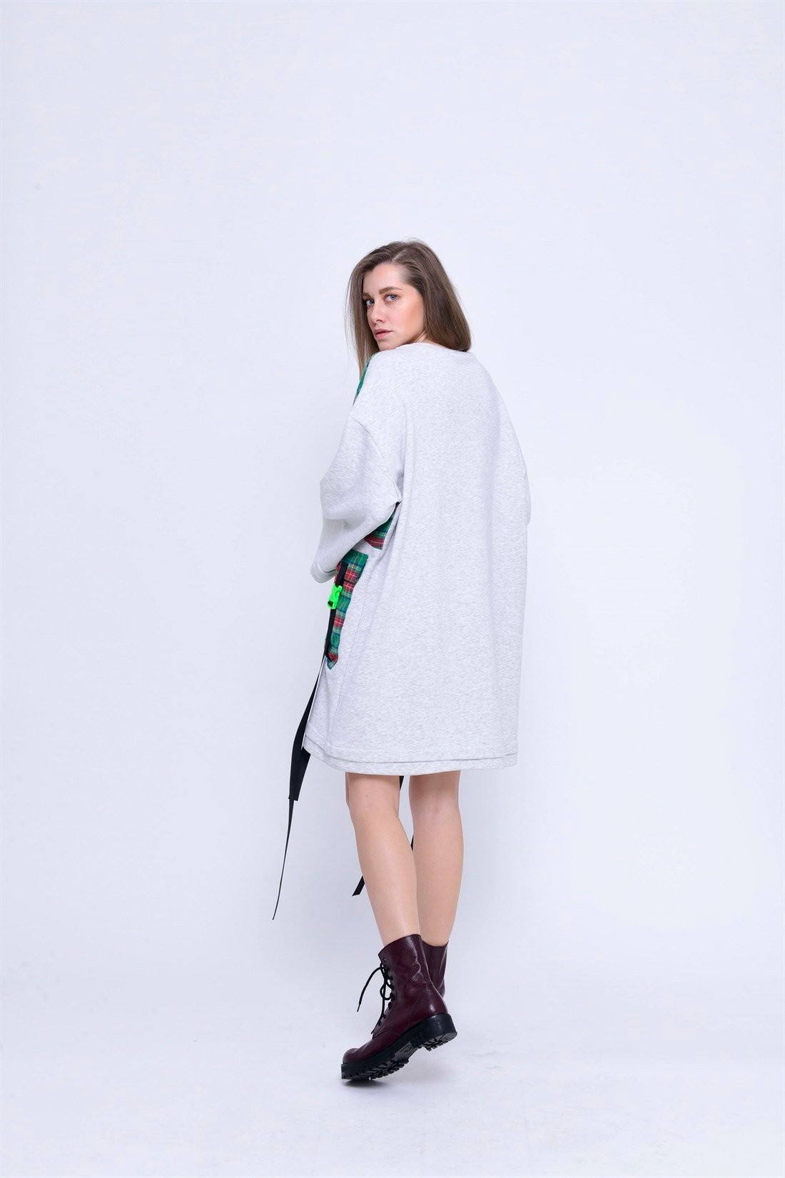 AN2126 EKOSELİ CEP DETAYLI SWEAT ELBİSE