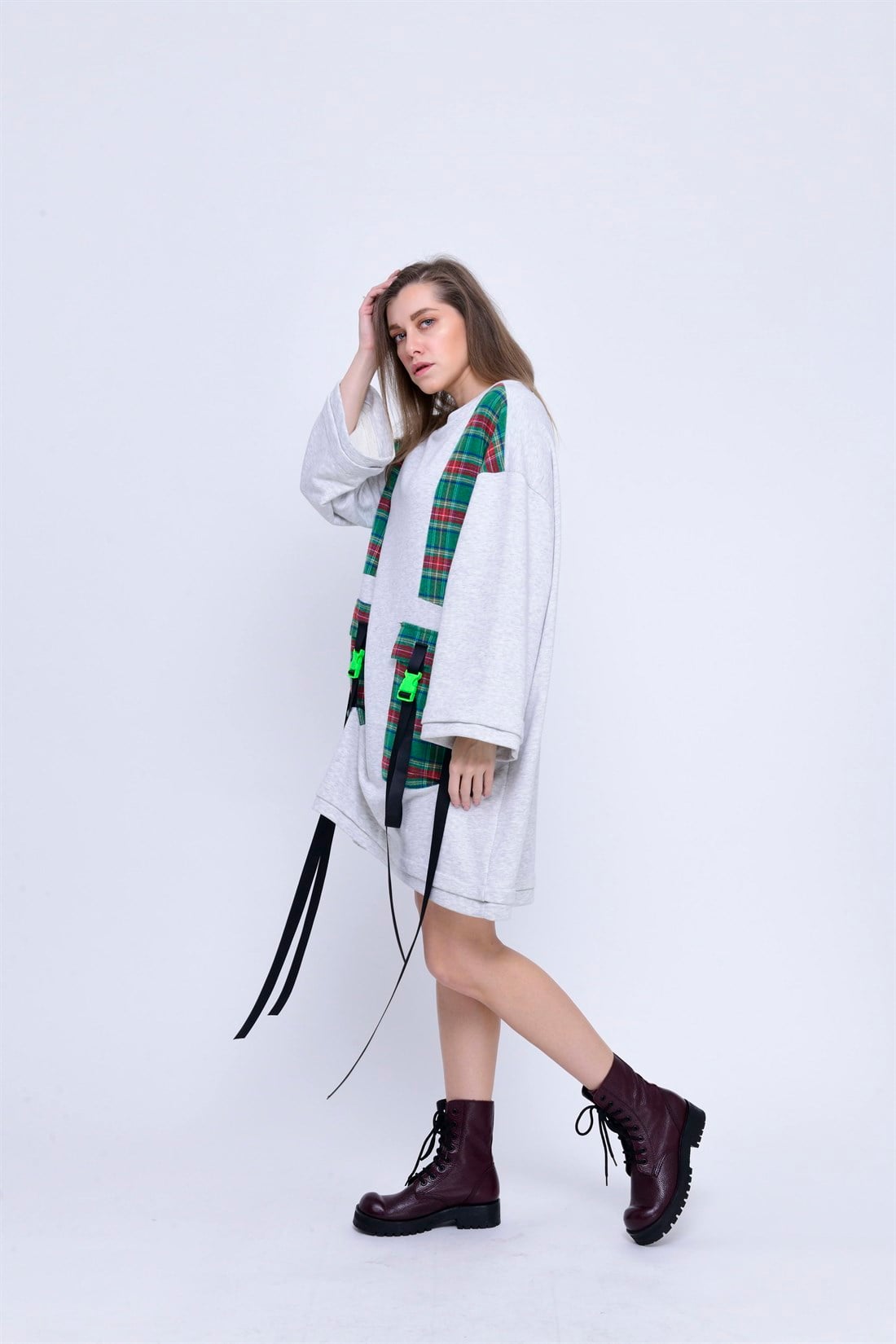 AN2126 EKOSELİ CEP DETAYLI SWEAT ELBİSE