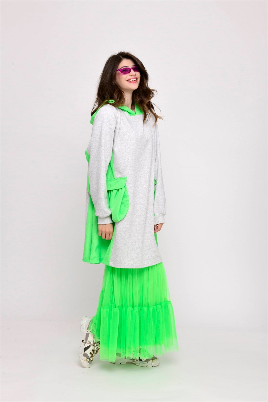 AN2128 CEP DETAYLI NEON SWEATSHIRT