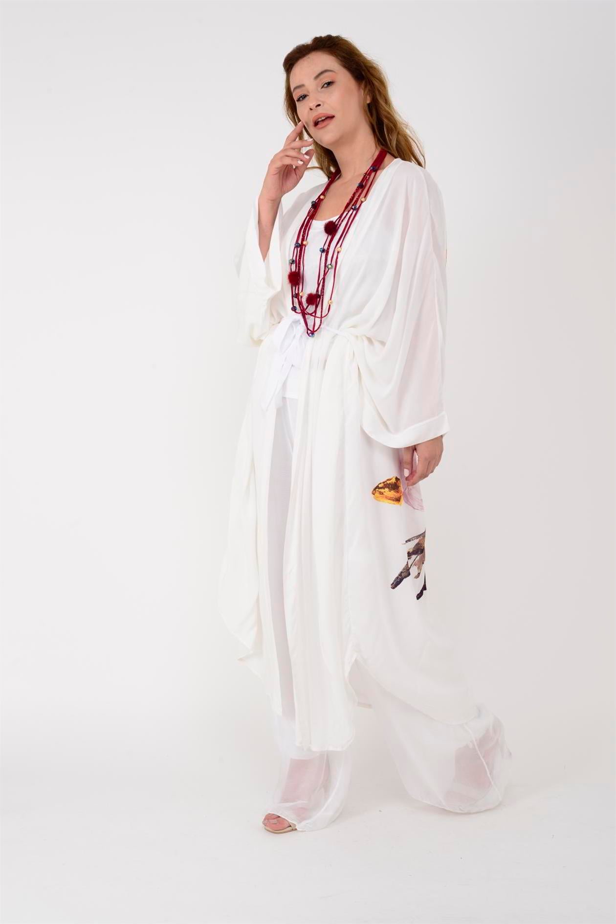 AN4013 ÇİÇEK BASKILI KİMONO