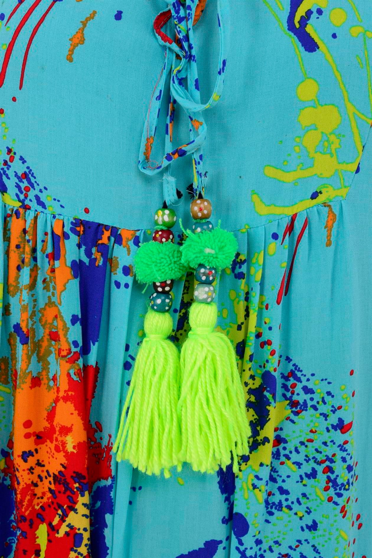 AN5007 6981 SPLASH DESEN KOLSUZ KISA ELBİSE