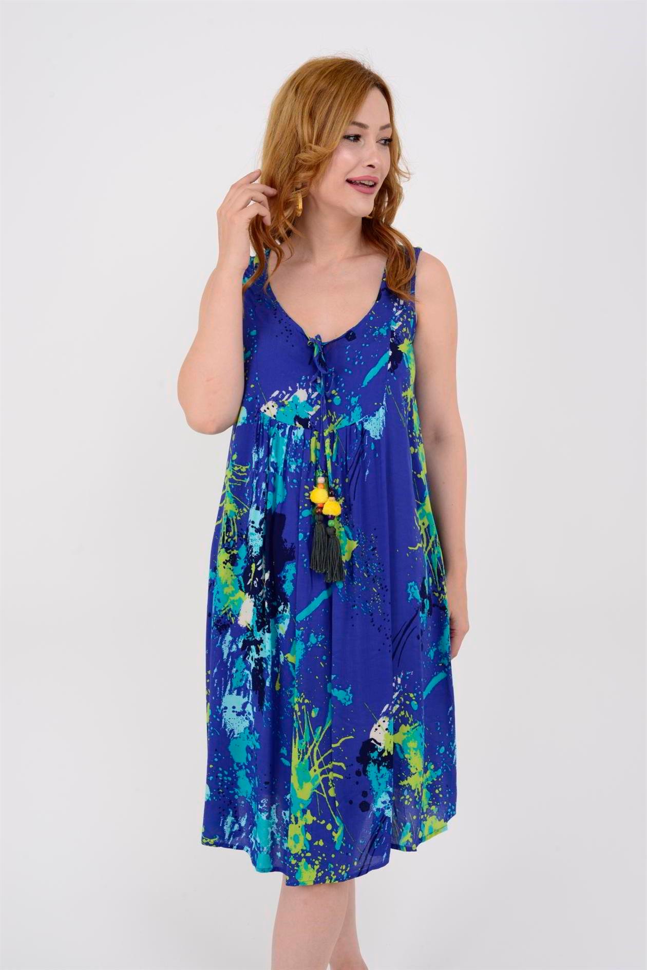 AN5007 6981 SPLASH DESEN KOLSUZ KISA ELBİSE