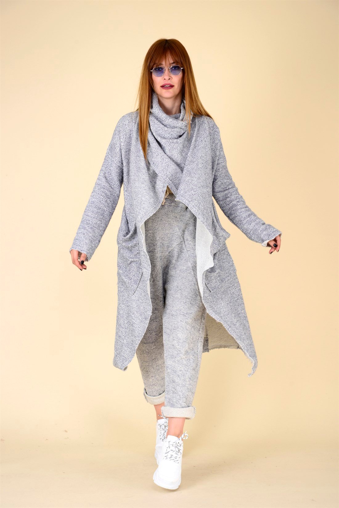 AN8005 ŞAL YAKA TRİKO BLUZ