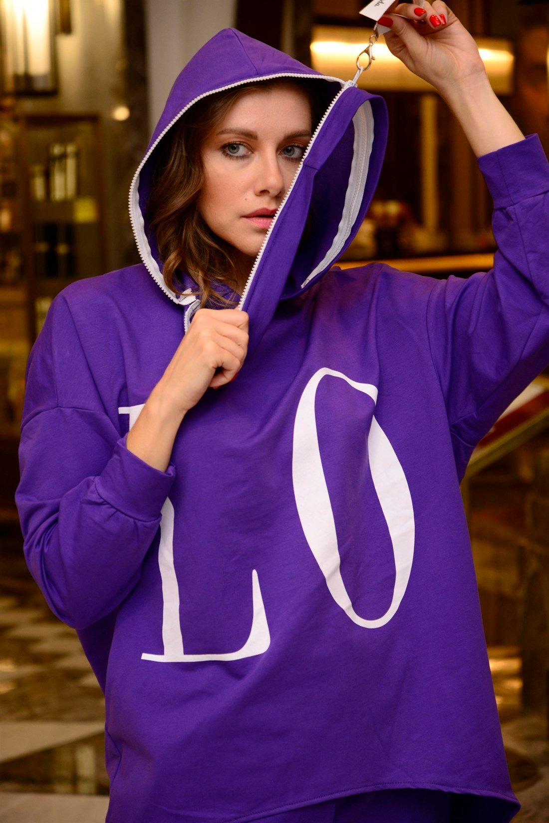 AN9002 LOVE KAPÜŞONLU SWEATSHIRT