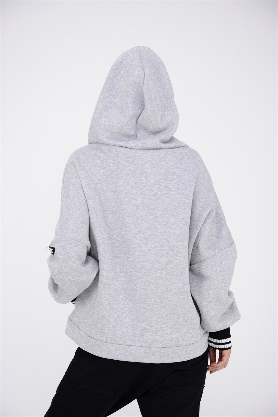 AN9018 YANDAN FERMUAR DETAY KAPÜŞONLU SWEAT HIRKA