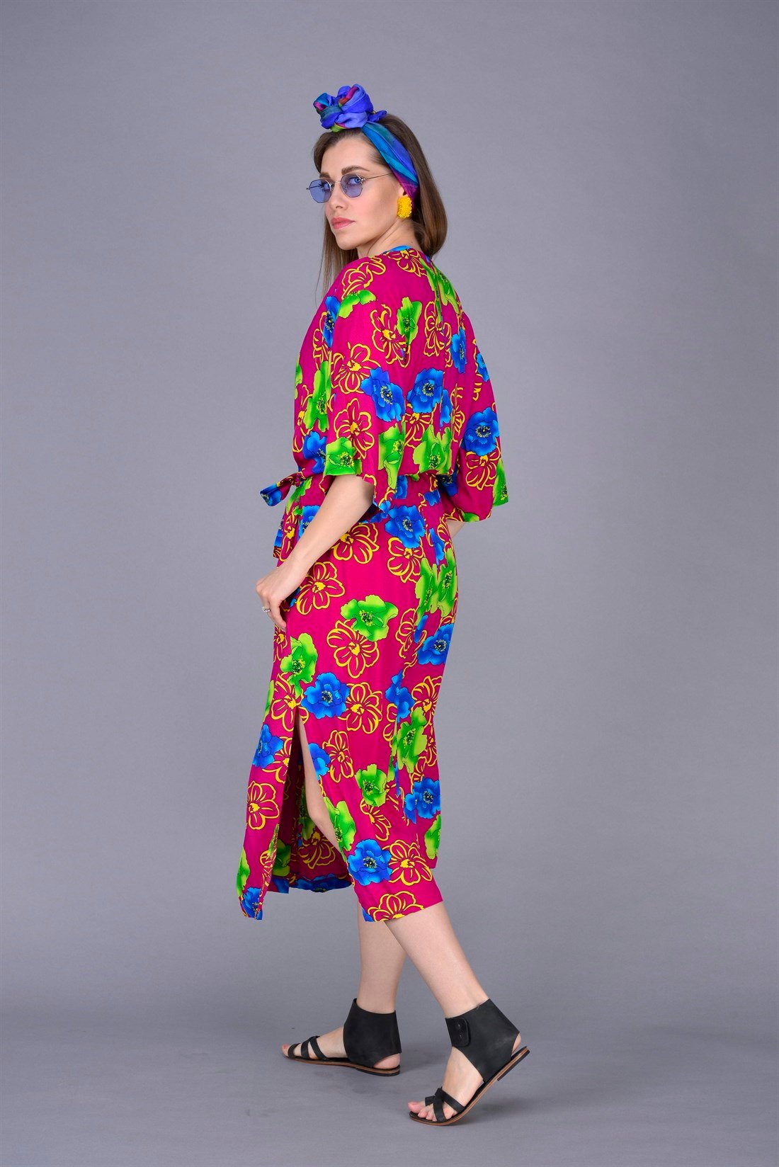 ANR1001 SÜMBÜL DESEN BOHO GÖMLEK ELBİSE