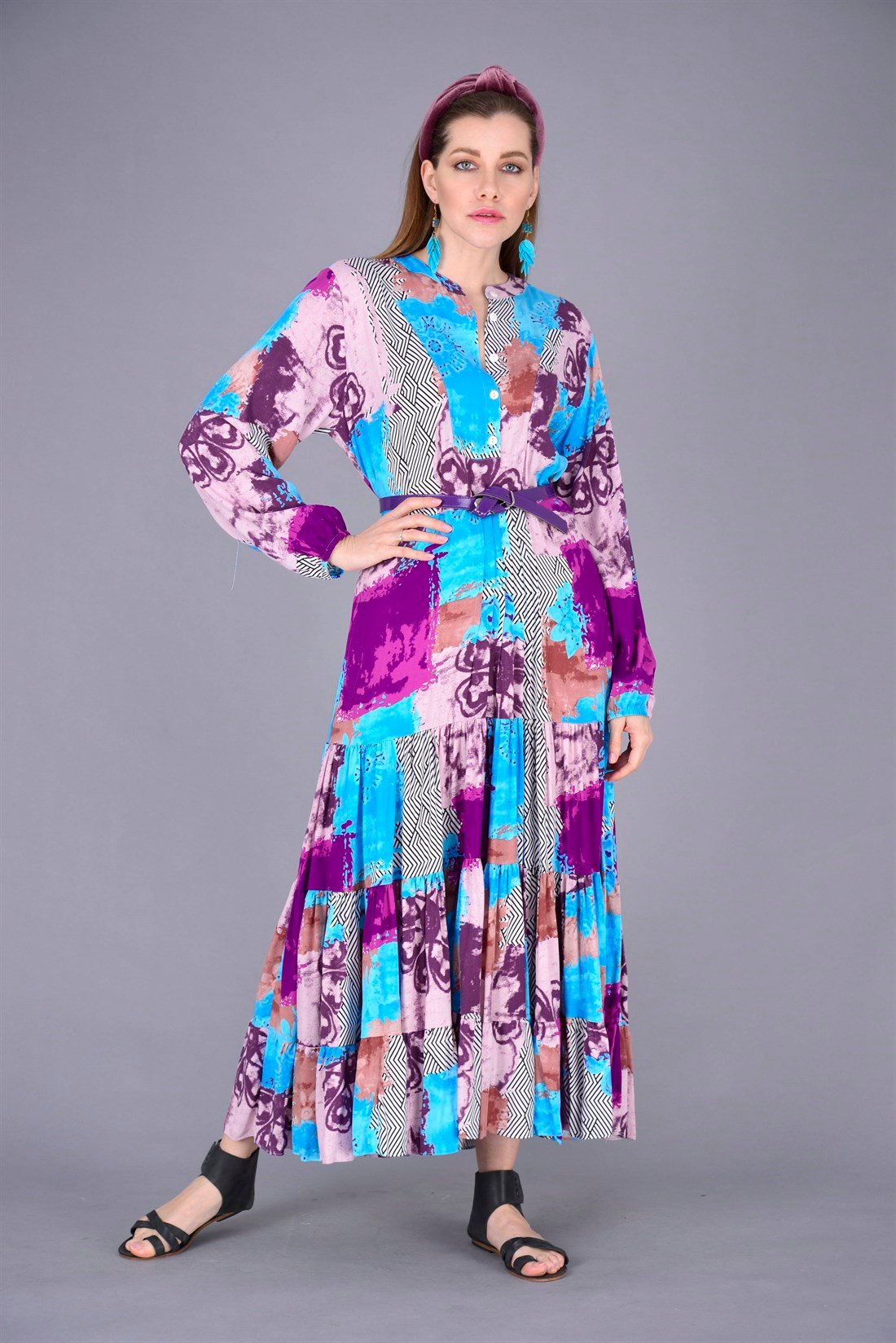 ANR10185 PATCHWORK ELBİSE