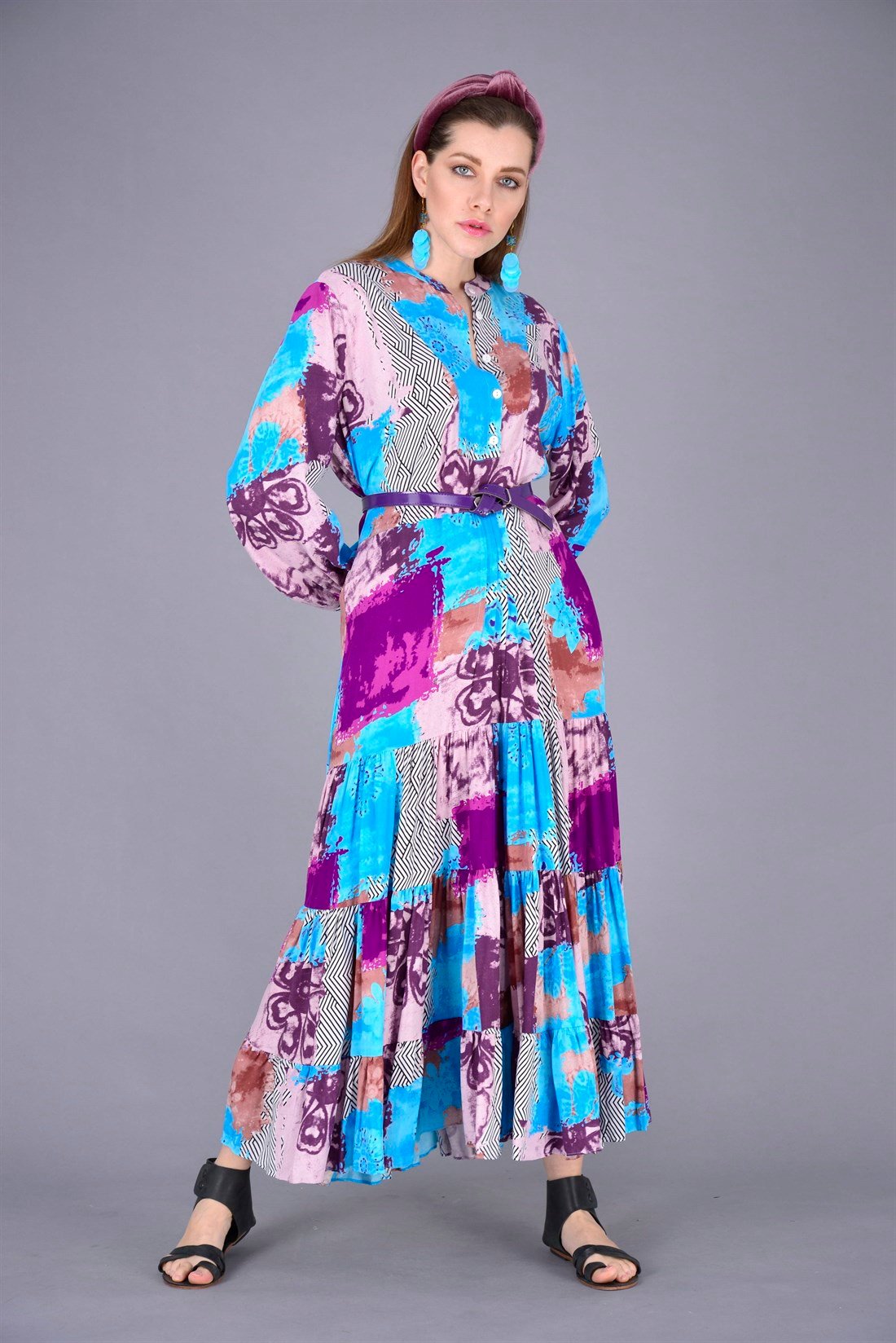 ANR10185 PATCHWORK ELBİSE