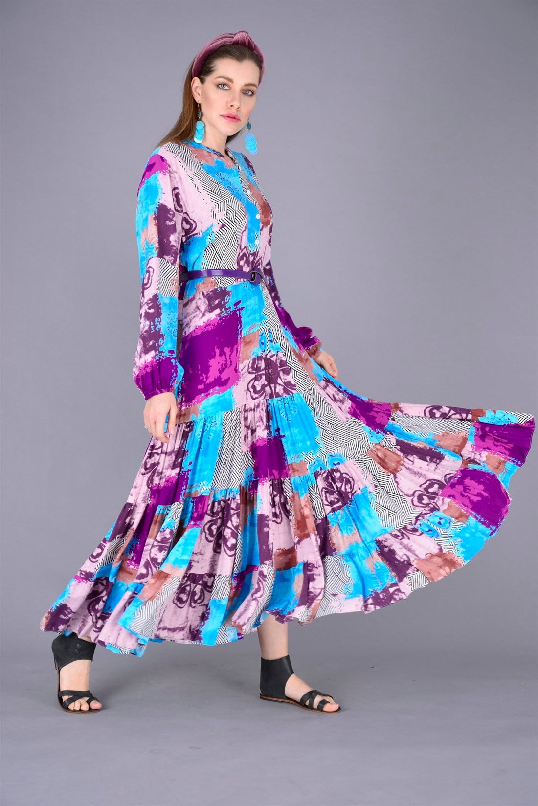 ANR10185 PATCHWORK ELBİSE