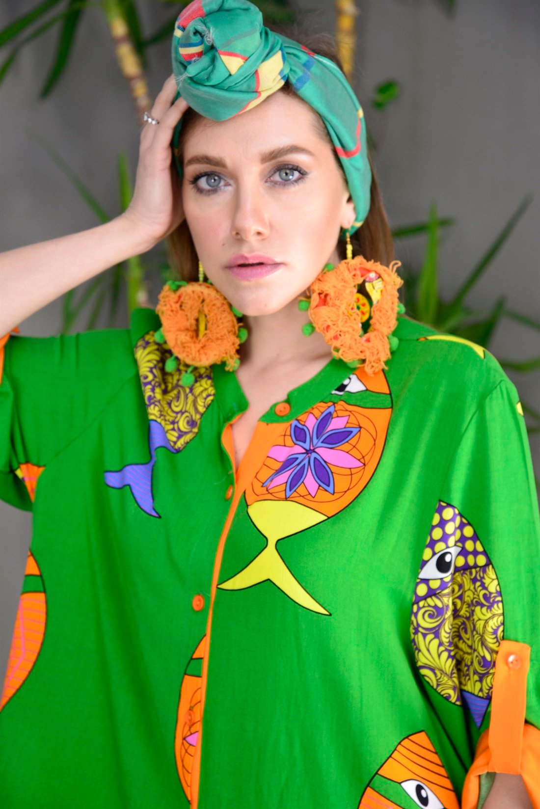 ANR111 HAKİM YAKA BOHO BALIK ELBİSE