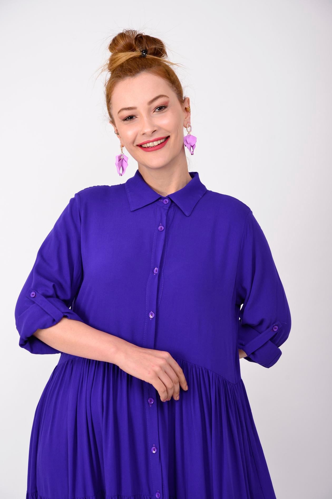 ANR151 GÖMLEK YAKA BOHO ELBİSE
