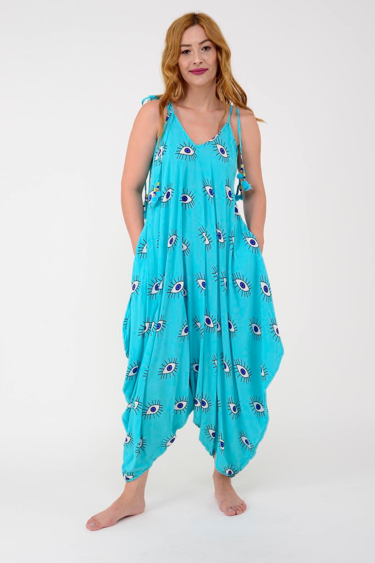 AS34 GÖZ DESENLİ PÜSKÜLLÜ BOHO TULUM