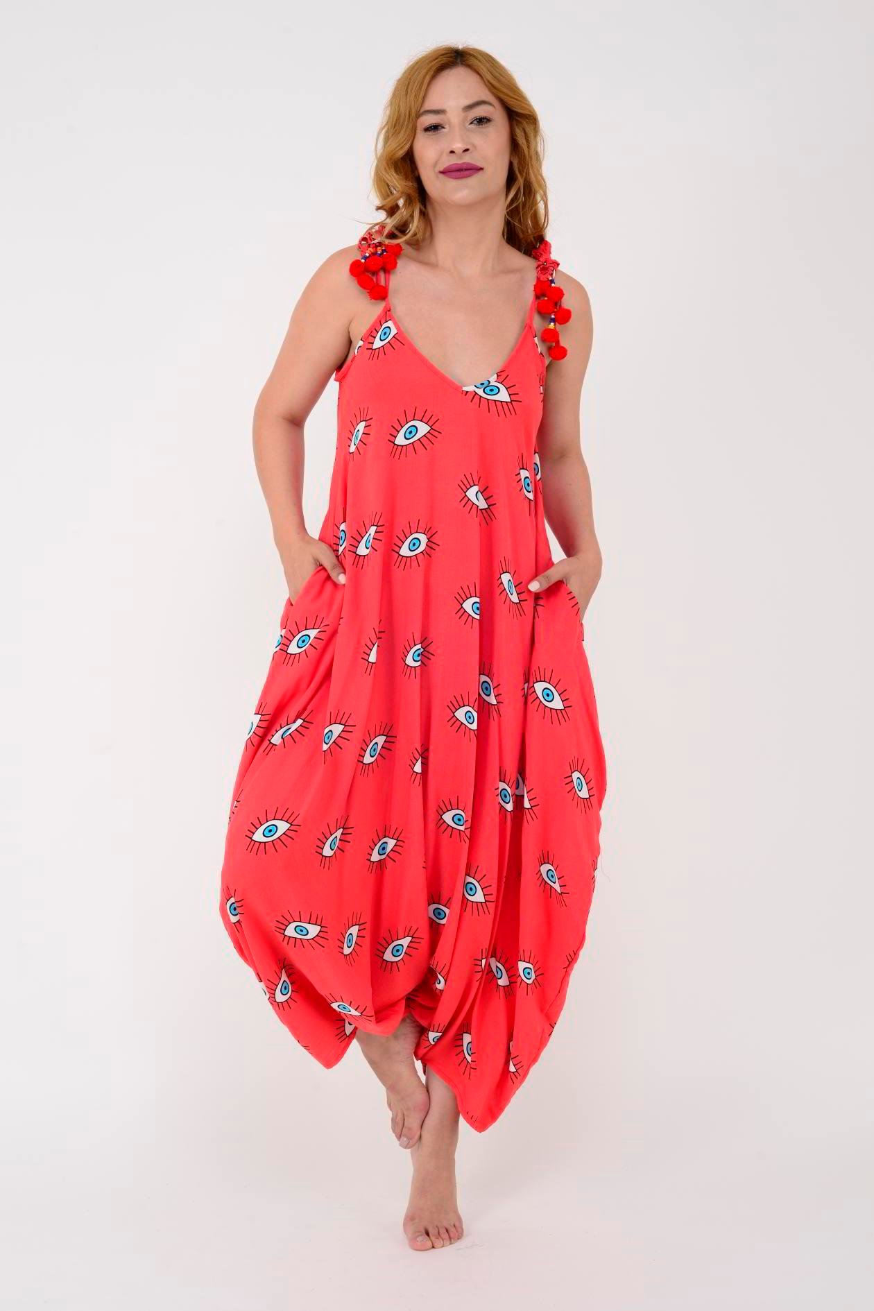 AS34 GÖZ DESENLİ PÜSKÜLLÜ BOHO TULUM