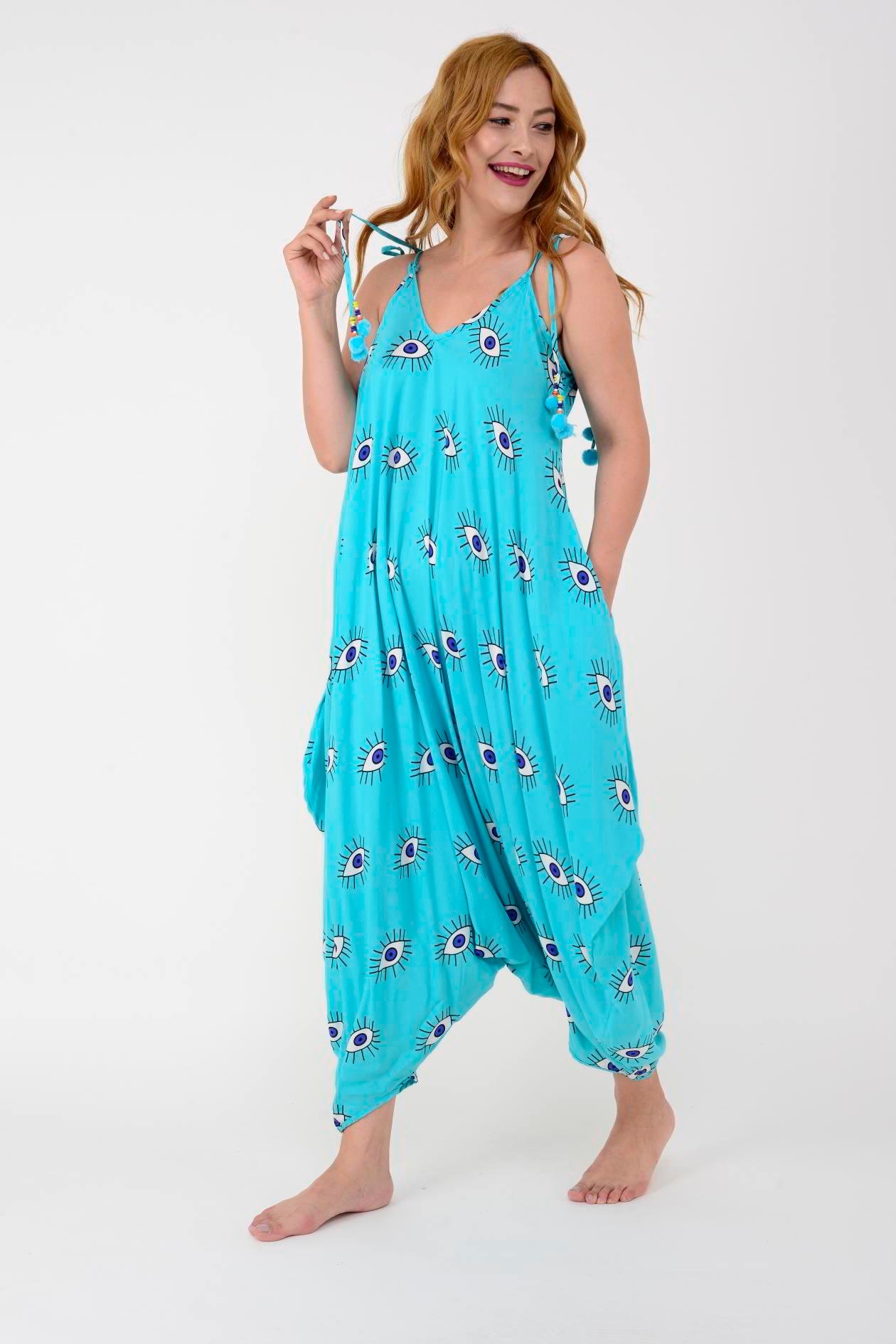 AS34 GÖZ DESENLİ PÜSKÜLLÜ BOHO TULUM