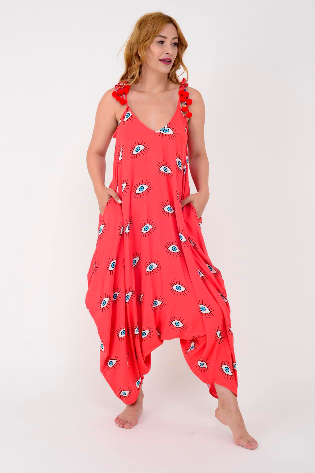 AS34 GÖZ DESENLİ PÜSKÜLLÜ BOHO TULUM