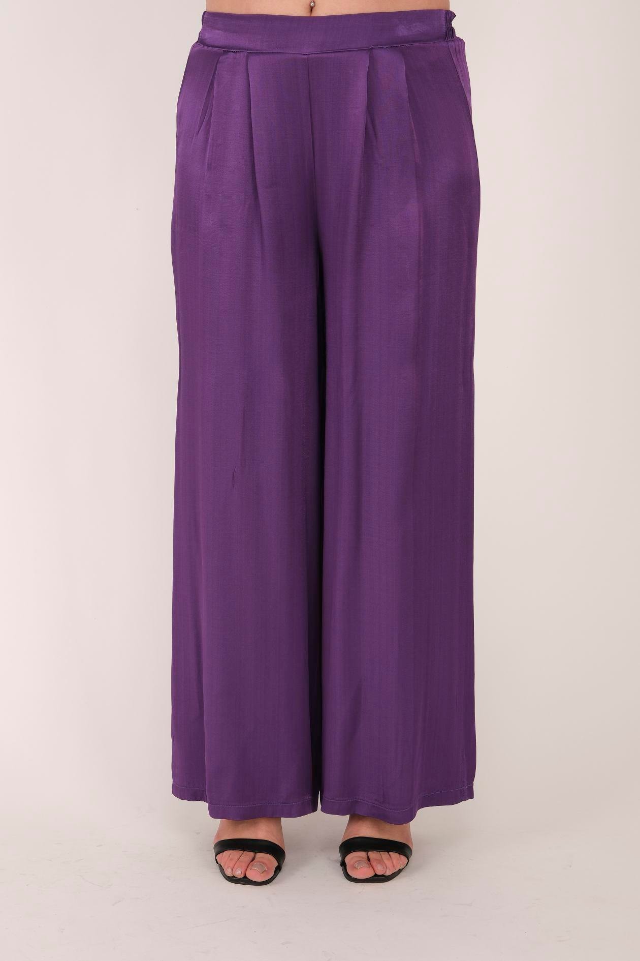 AW222 DÜZ DESEN SATEN PANTOLON