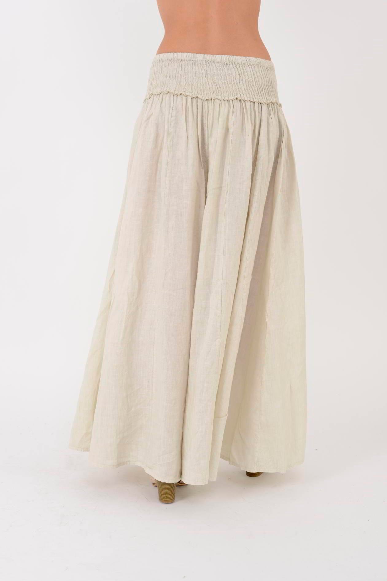 E1047 ZAZ GENİŞ LASTİKLİ BOL PAÇA KETEN PANTOLON