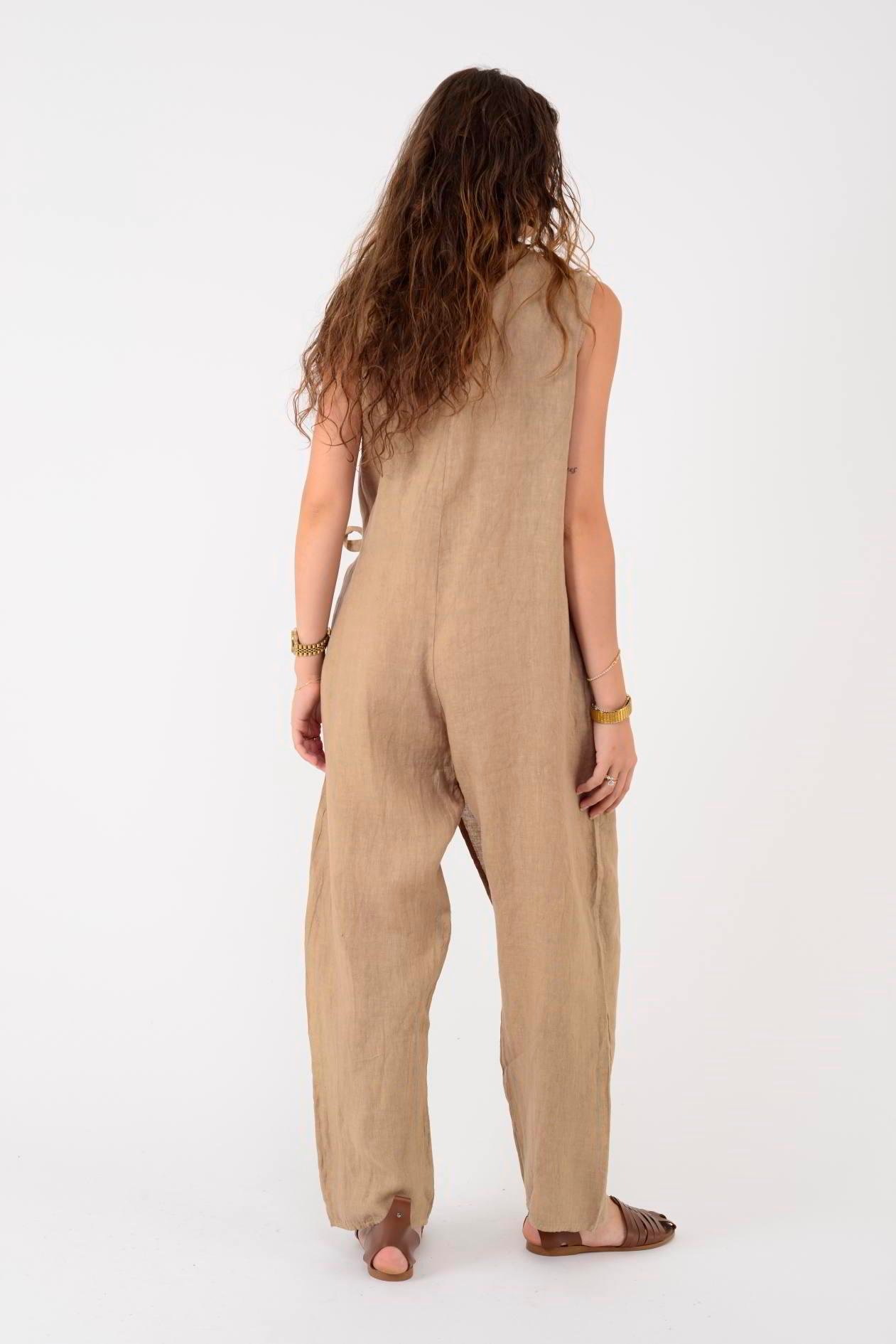 E2111 ASİMETRİK KAPAKLI FERMUAR DETAYLI KETEN TULUM