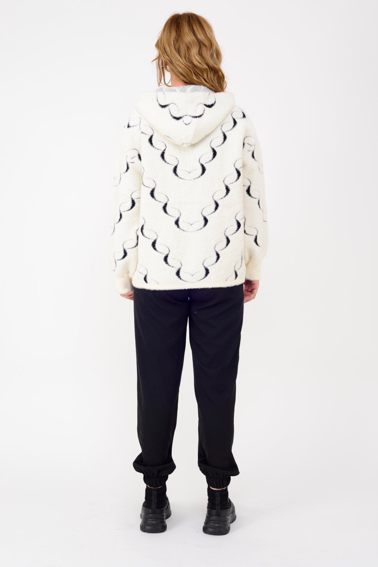 GJD33037 SPIRAL DESEN KAPÜŞONLU ANGORA HIRKA