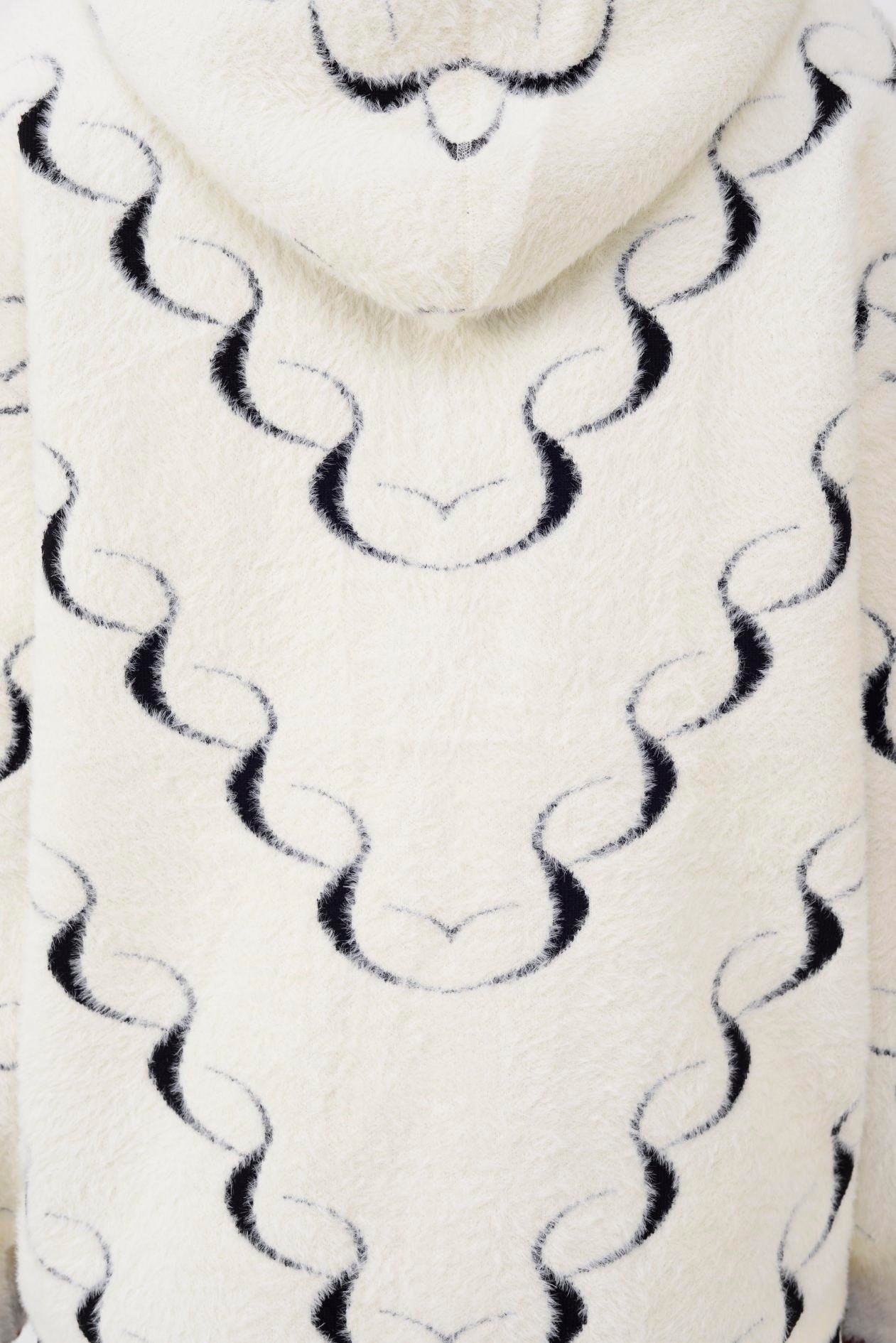 GJD33037 SPIRAL DESEN KAPÜŞONLU ANGORA HIRKA
